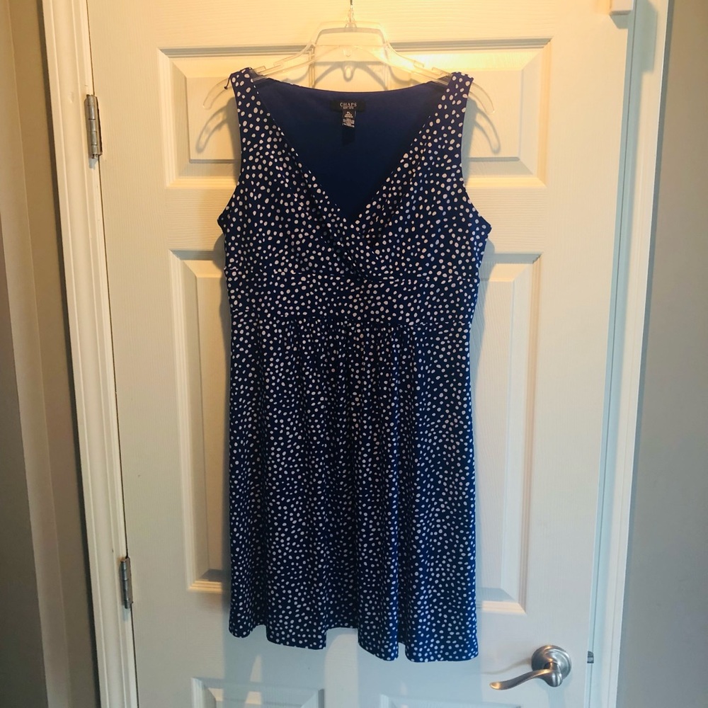 Ralph Lauren Chaps Blue Polka Dot Dress Size PL